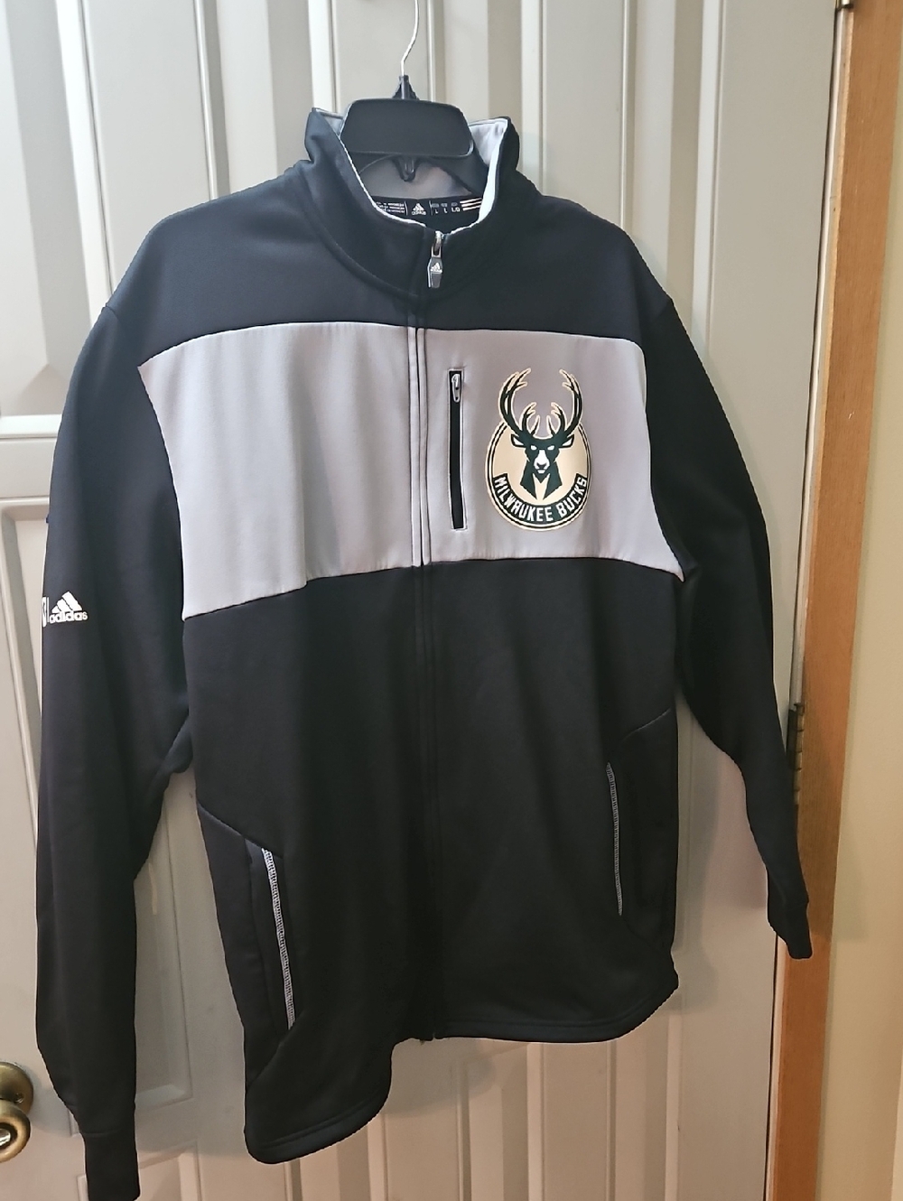 Adidas Black and Gray Milwaukee Bucks Full-Zip Performance Jacket